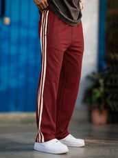Baggy Fit Burgundy Taped Pant