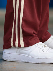 Baggy Fit Burgundy Taped Pant
