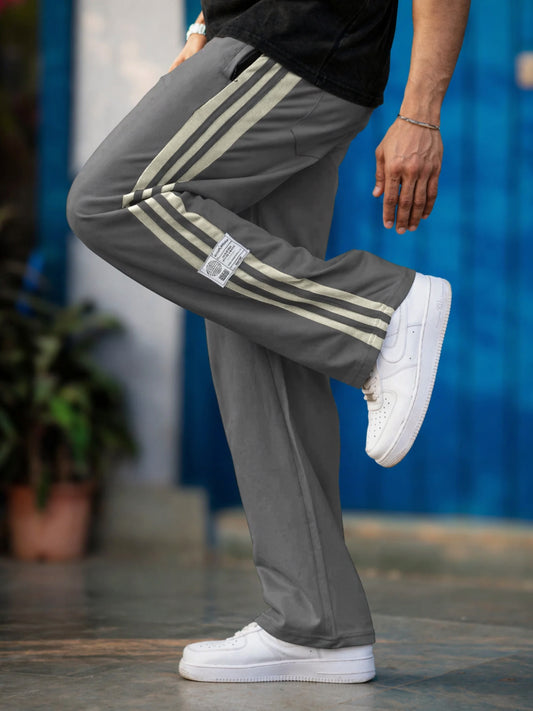 Baggy Fit Dark Grey Taped Pant