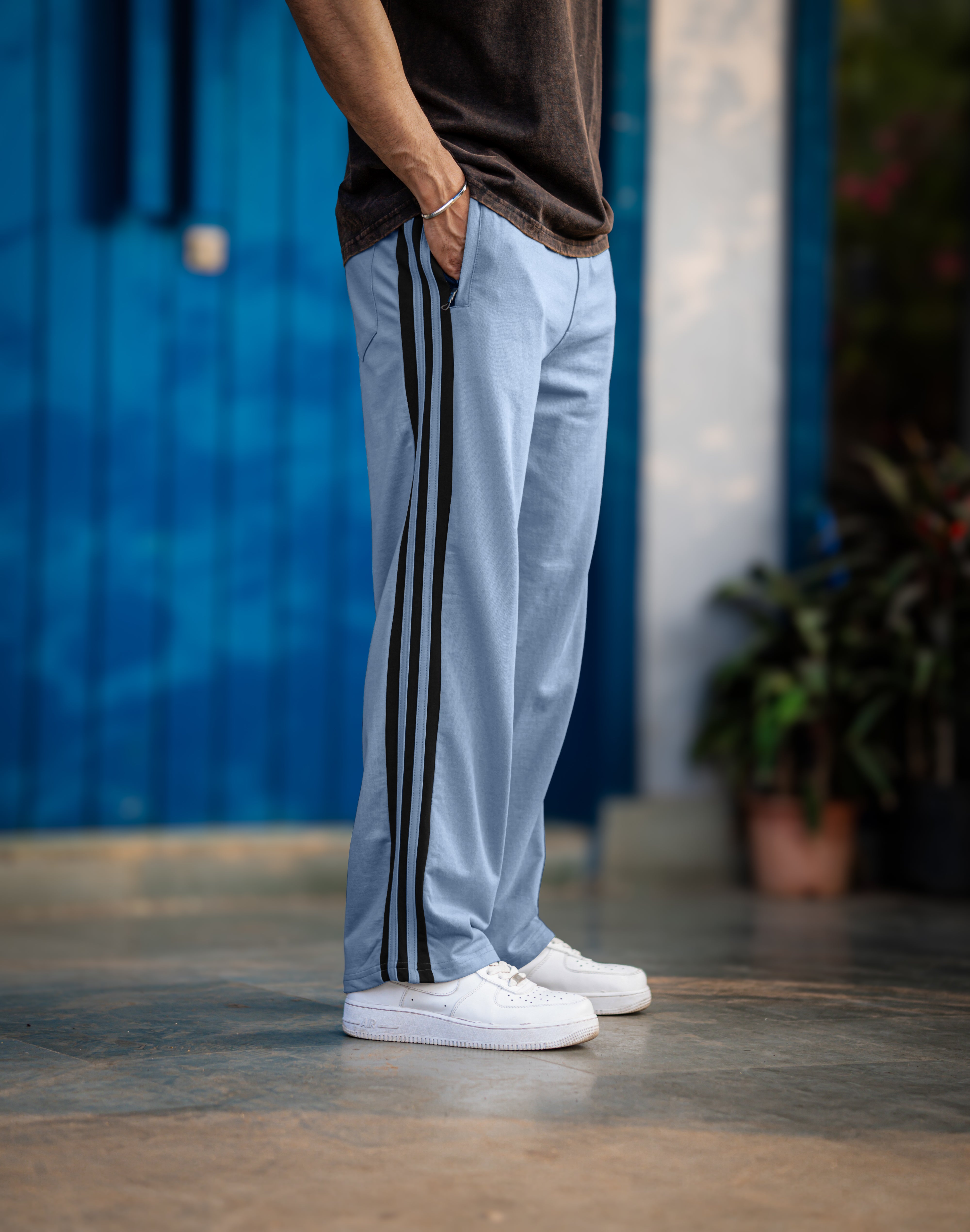 Baggy Fit Light Grey Tapped Pant