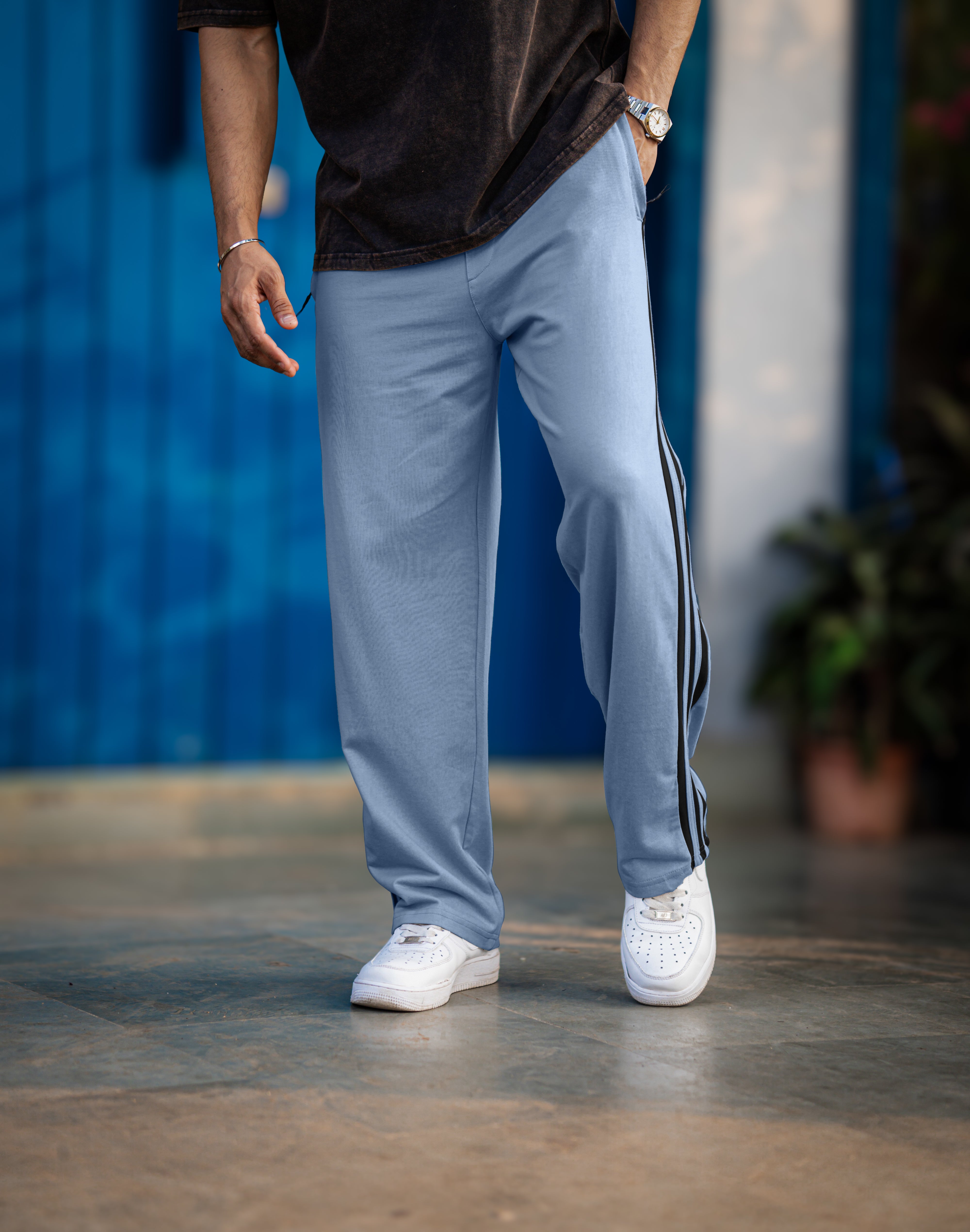 Baggy Fit Light Grey Tapped Pant