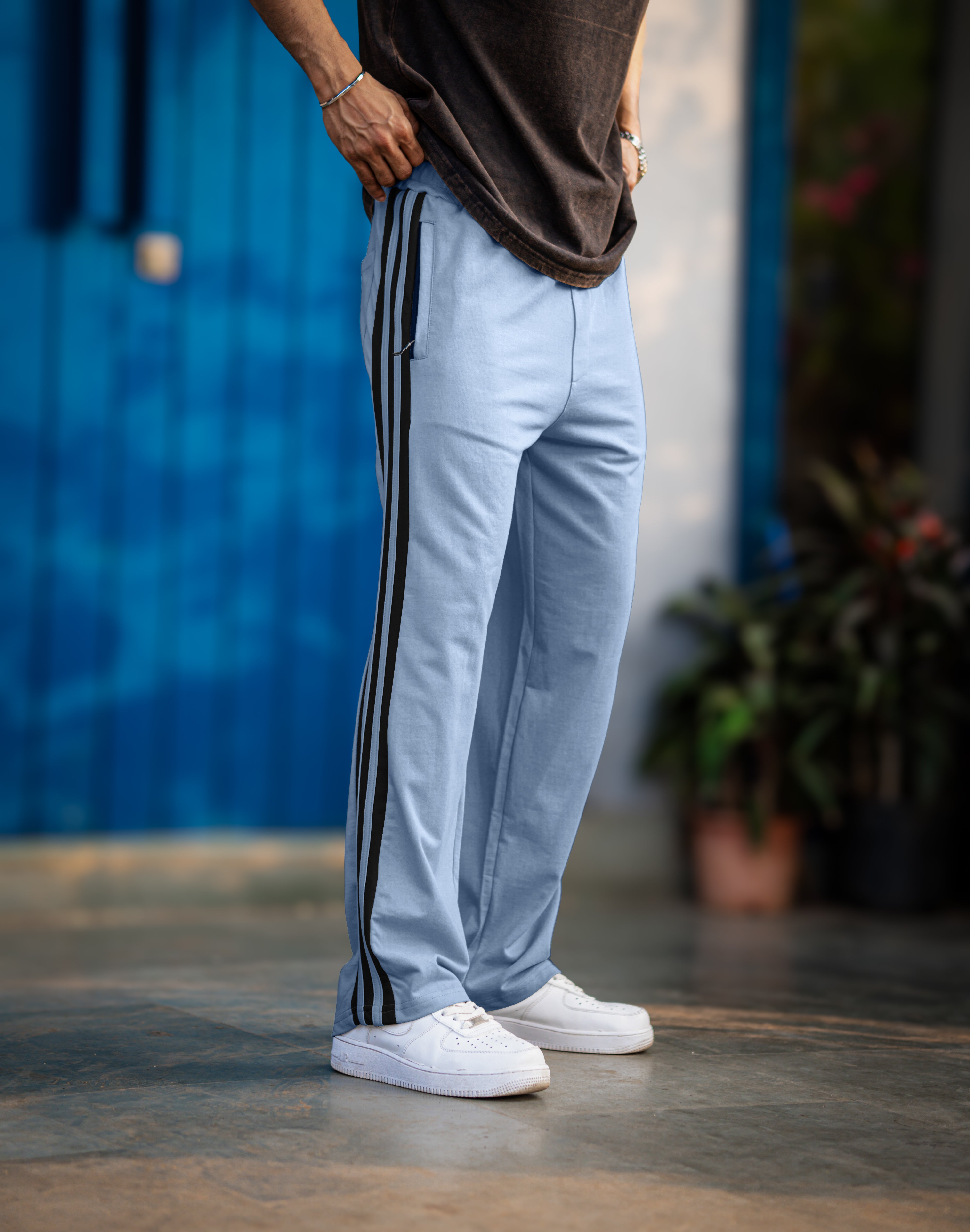 Baggy Fit Light Grey Tapped Pant