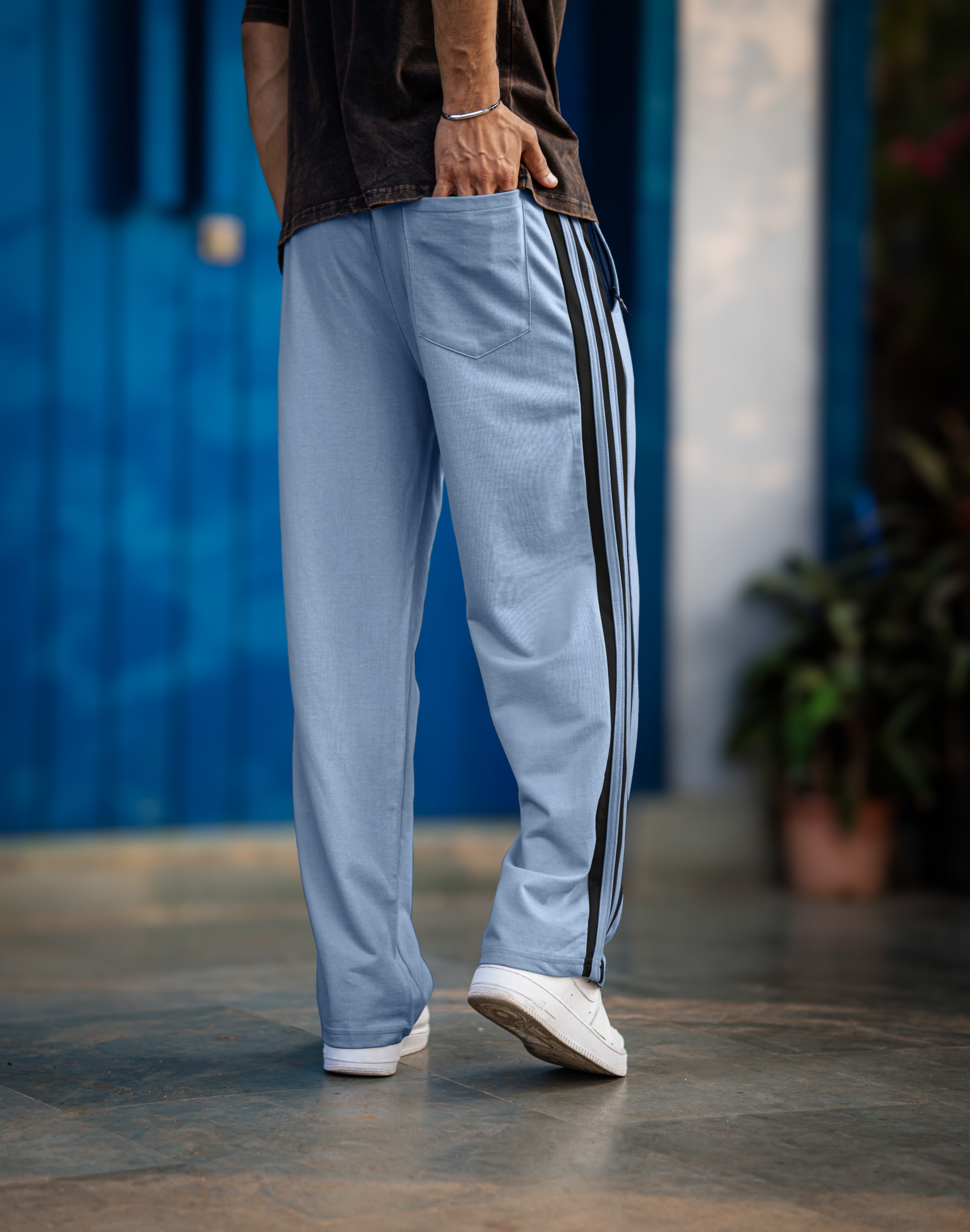 Baggy Fit Light Grey Tapped Pant