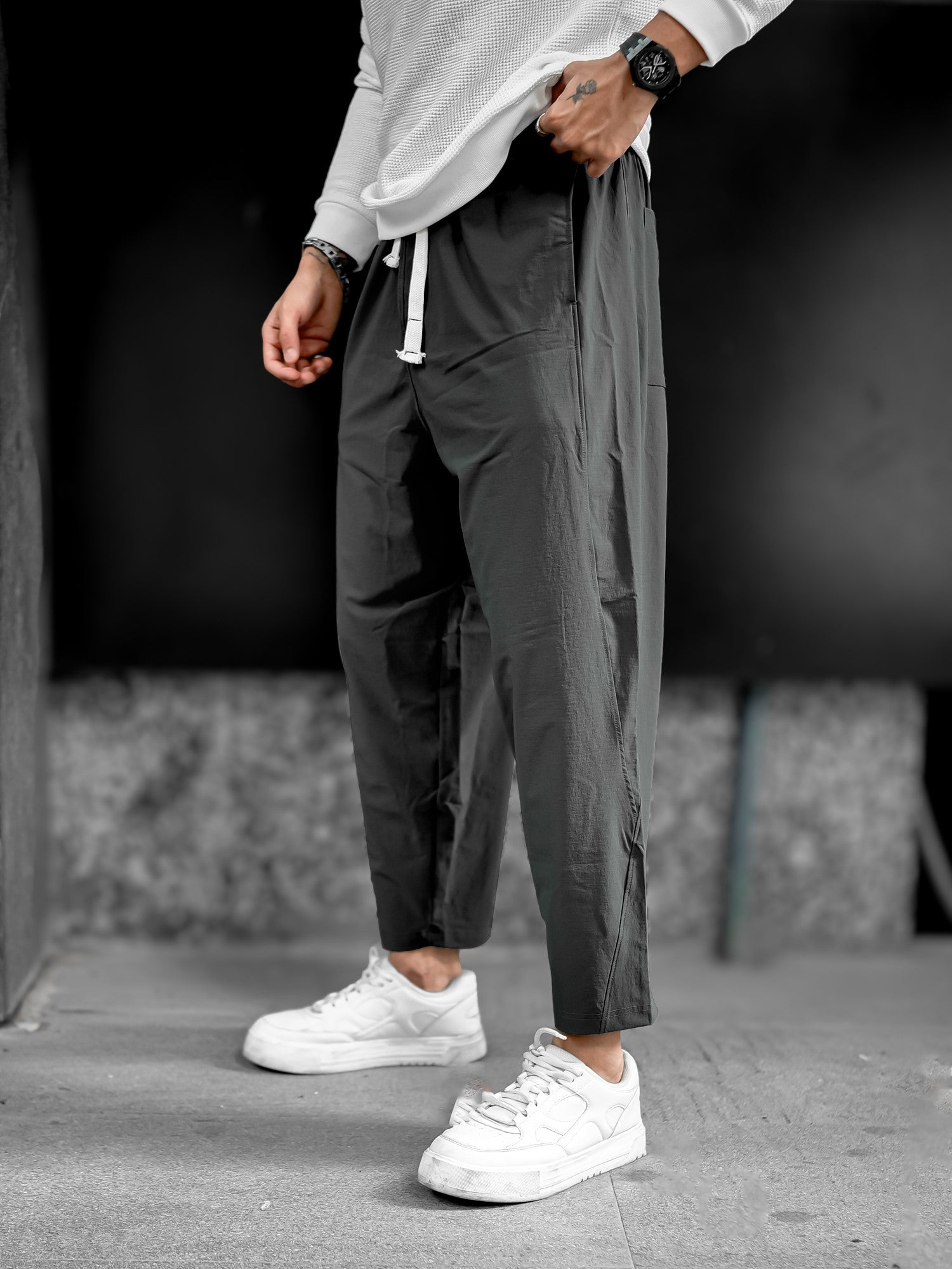 Carrot Fit Dark Grey Pant