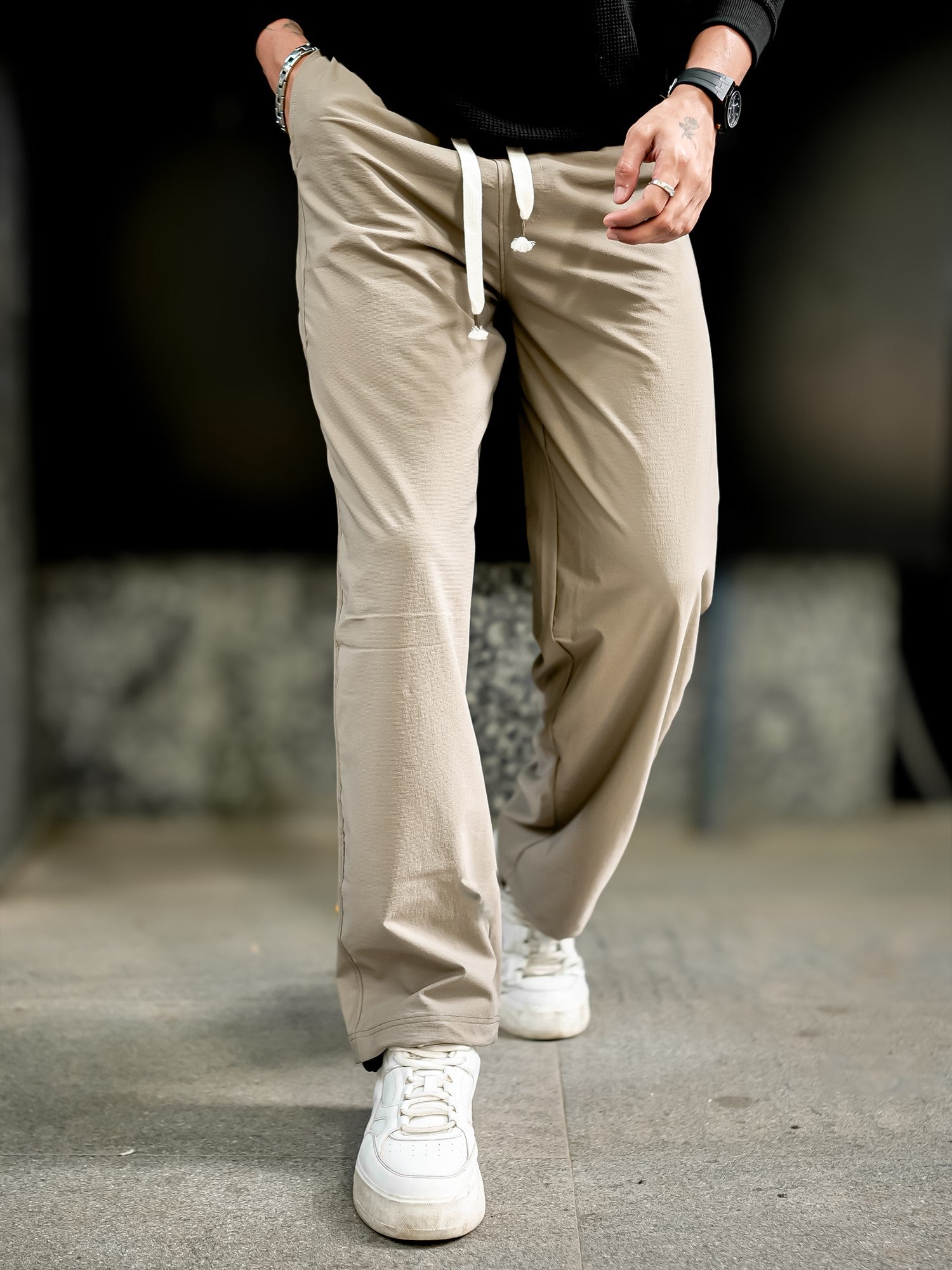 Parallel Fit Beige Pant