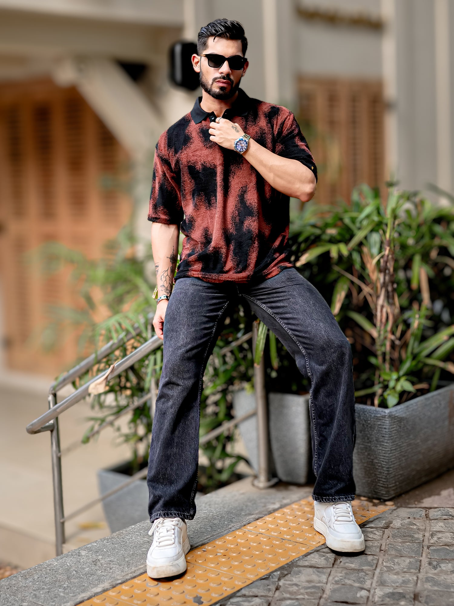 Spray Art Maroon Polo T-Shirt