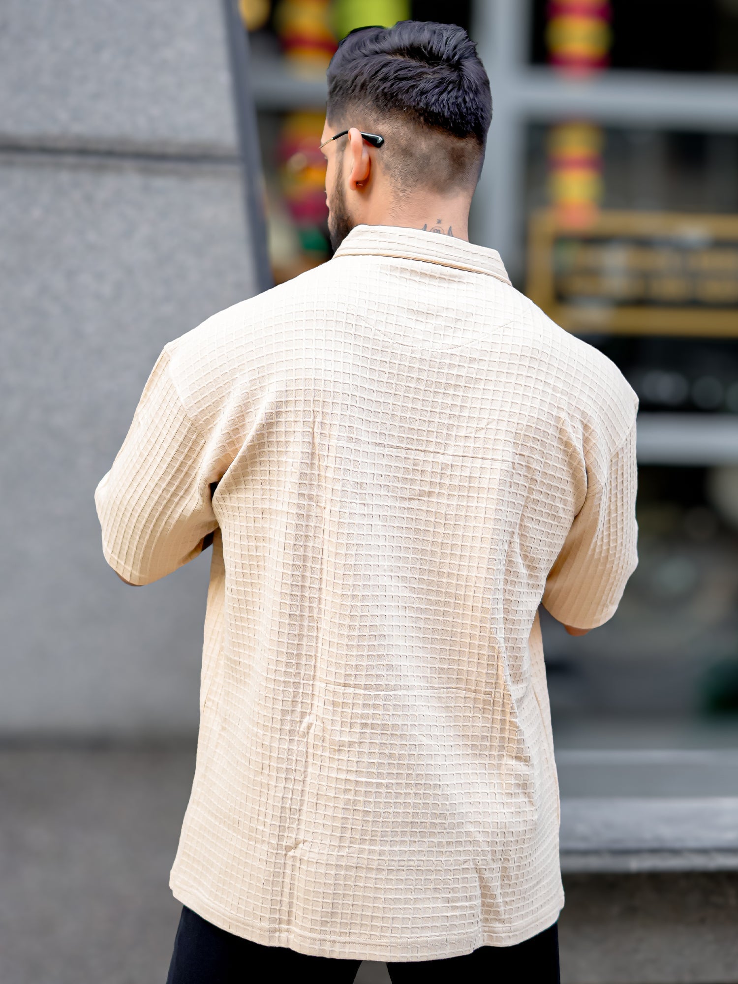 Box Grid Beige T-Shirt