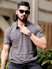 Pointel FlatKnit Cotton Dark Grey T-Shirt