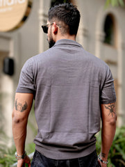 Pointel FlatKnit Cotton Dark Grey Half Sleeve T-Shirt