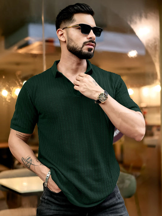 Airstripe Dark Green Half Sleeve Grey Polo T-Shirt