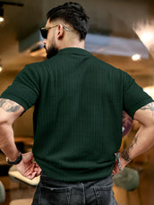 Airstripe Dark Green Half Sleeve Grey Polo T-Shirt