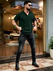 Airstripe Dark Green Half Sleeve Grey Polo T-Shirt