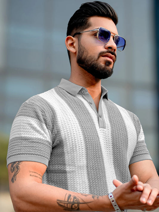 Airstripe Grey Half Sleeve Grey Polo T-Shirt