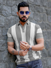 Airstripe Grey Half Sleeve Grey Polo T-Shirt