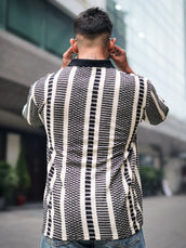 Crossweave Black Stripe Polo Half Sleeve T-Shirt