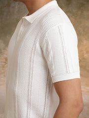 Bohemian Crochet White Half Sleeve T-Shirt