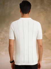 Bohemian Crochet White Half Sleeve T-Shirt