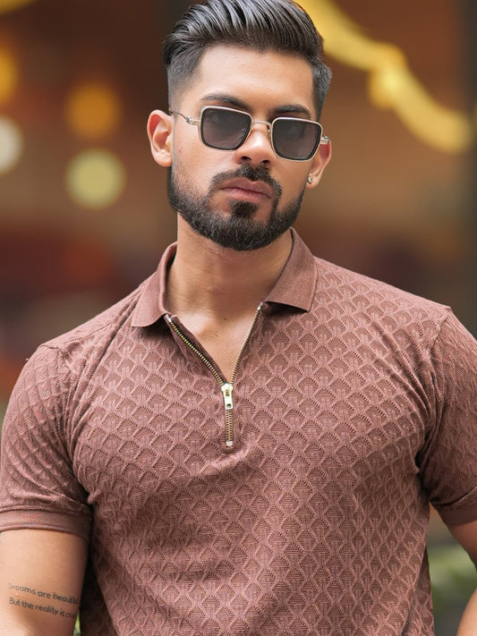 Kite Brown Half Sleeve Polo T-Shirt
