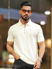 Kite Half White Half Sleeve Polo T-Shirt