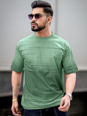 Spray Print Berly Green Half Sleeve T-Shirt