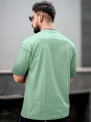 Spray Print Berly Green Half Sleeve T-Shirt
