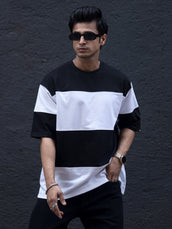 Cut & Stitch Black Half Sleeve T-Shirt