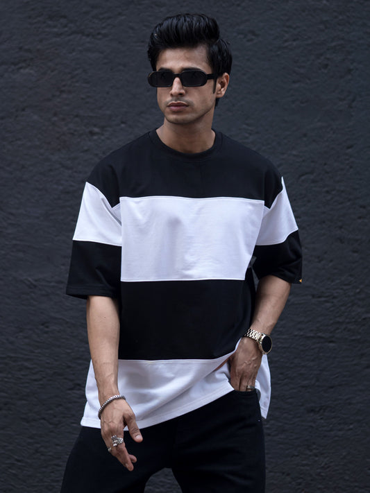 Cut & Stitch Black Half Sleeve T-Shirt