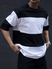 Cut & Stitch Black Half Sleeve T-Shirt