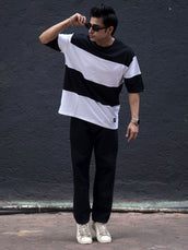 Cut & Stitch Black Half Sleeve T-Shirt