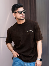 Losangles Acid Wash Black Half Sleeve T-Shirt
