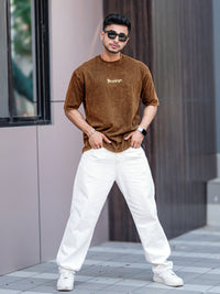 Brooklyn Acid Wash Brown Half Sleeve T-Shirt