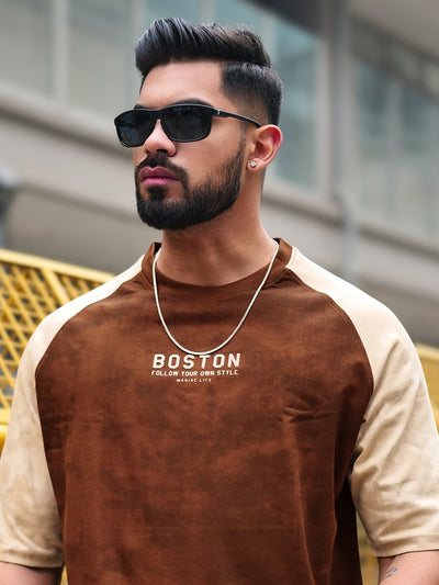 Boston Acid Wash Butterscotch Half Sleeve T-Shirt