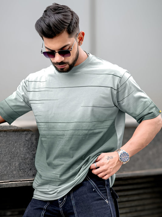 Spray Print Light Grey Half Sleeve T-Shirt