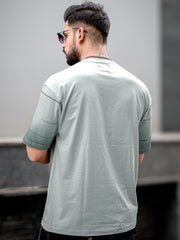 Spray Print Light Grey Half Sleeve T-Shirt