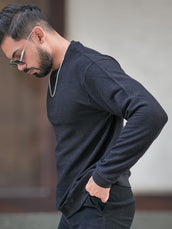 Hex Weave Black Full Sleeve Tshirt