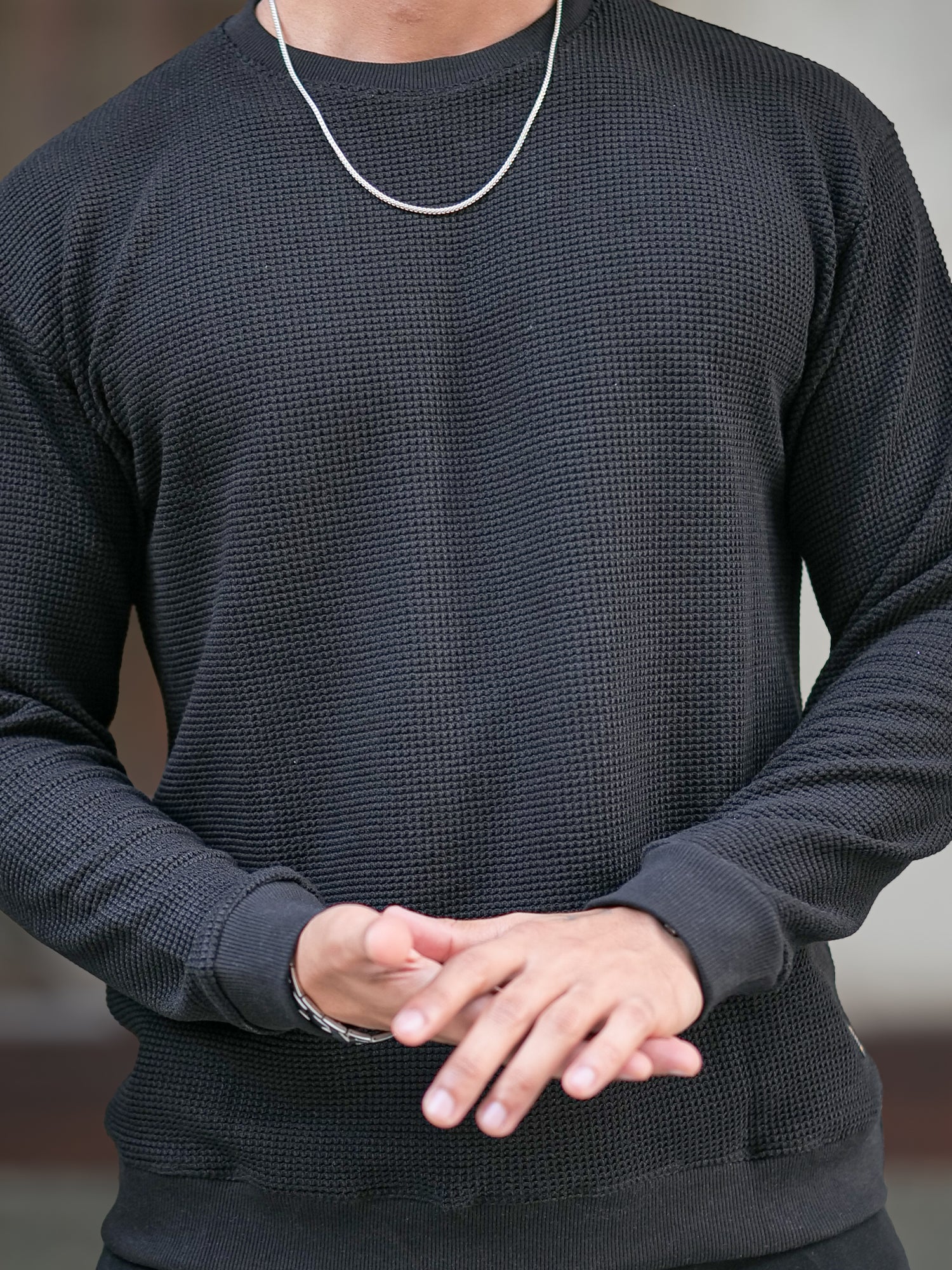 Hex Weave  Black Sweatshirt