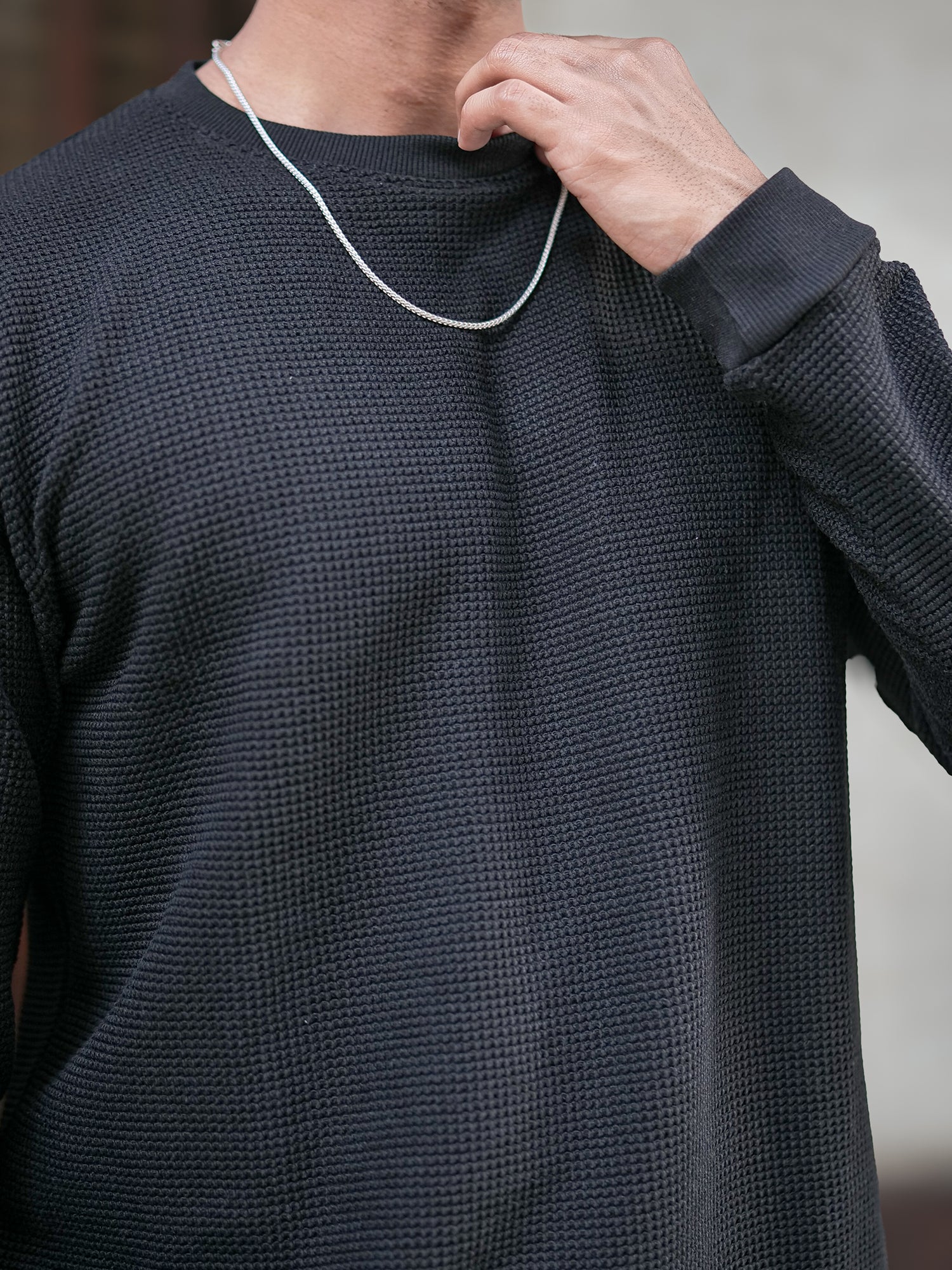 Hex Weave  Black Sweatshirt