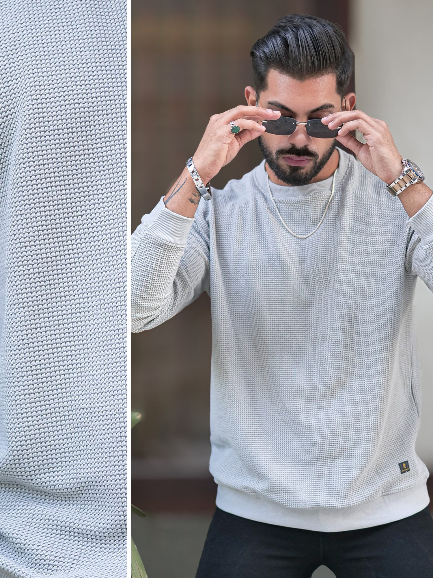 Hex Weave Light Grey Sweatshirt