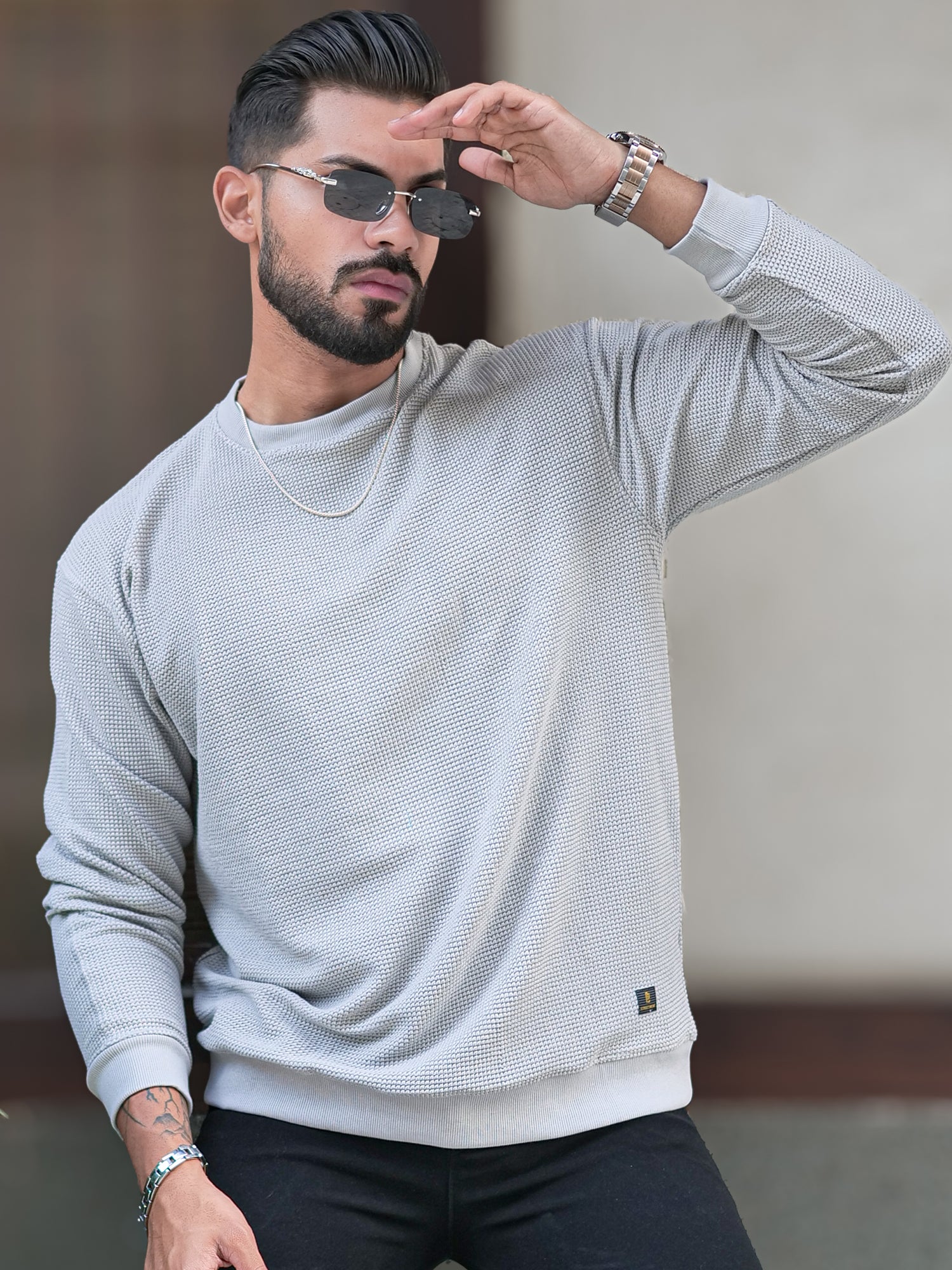 Hex Weave Light Grey Sweatshirt