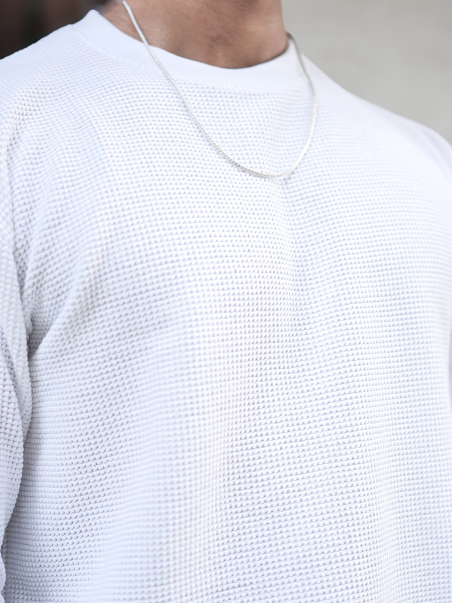 Hex Weave White Sweatshirt