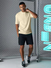 Seersucker Beige Half Sleeve T-Shirt