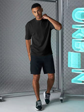Seersucker Black Half Sleeve T-Shirt