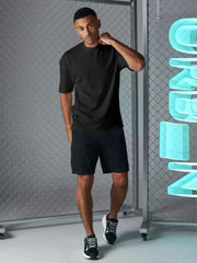 Seersucker Black Half Sleeve T-Shirt