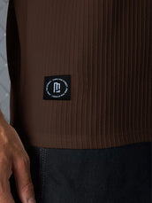Seersucker Brown Half Sleeve T-Shirt