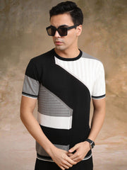 Sheernet FlatKnit Cotton Black Half Sleeve T-Shirt