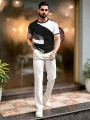 Sheernet FlatKnit Cotton Black Half Sleeve T-Shirt