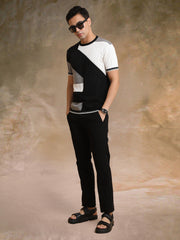 Sheernet FlatKnit Cotton Black Half Sleeve T-Shirt