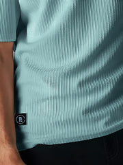 Seersucker Light Blue Half Sleeve T-Shirt
