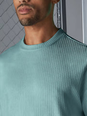 Seersucker Light Blue Half Sleeve T-Shirt