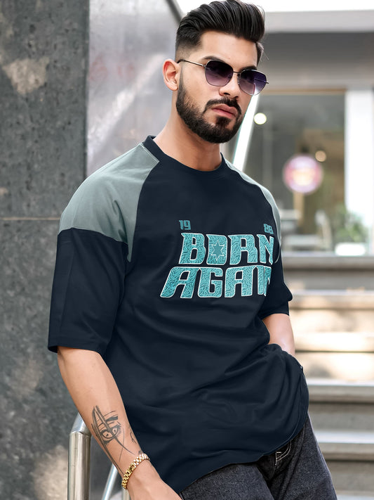 Again Navy, Light Grey Half Sleeve T-Shirt